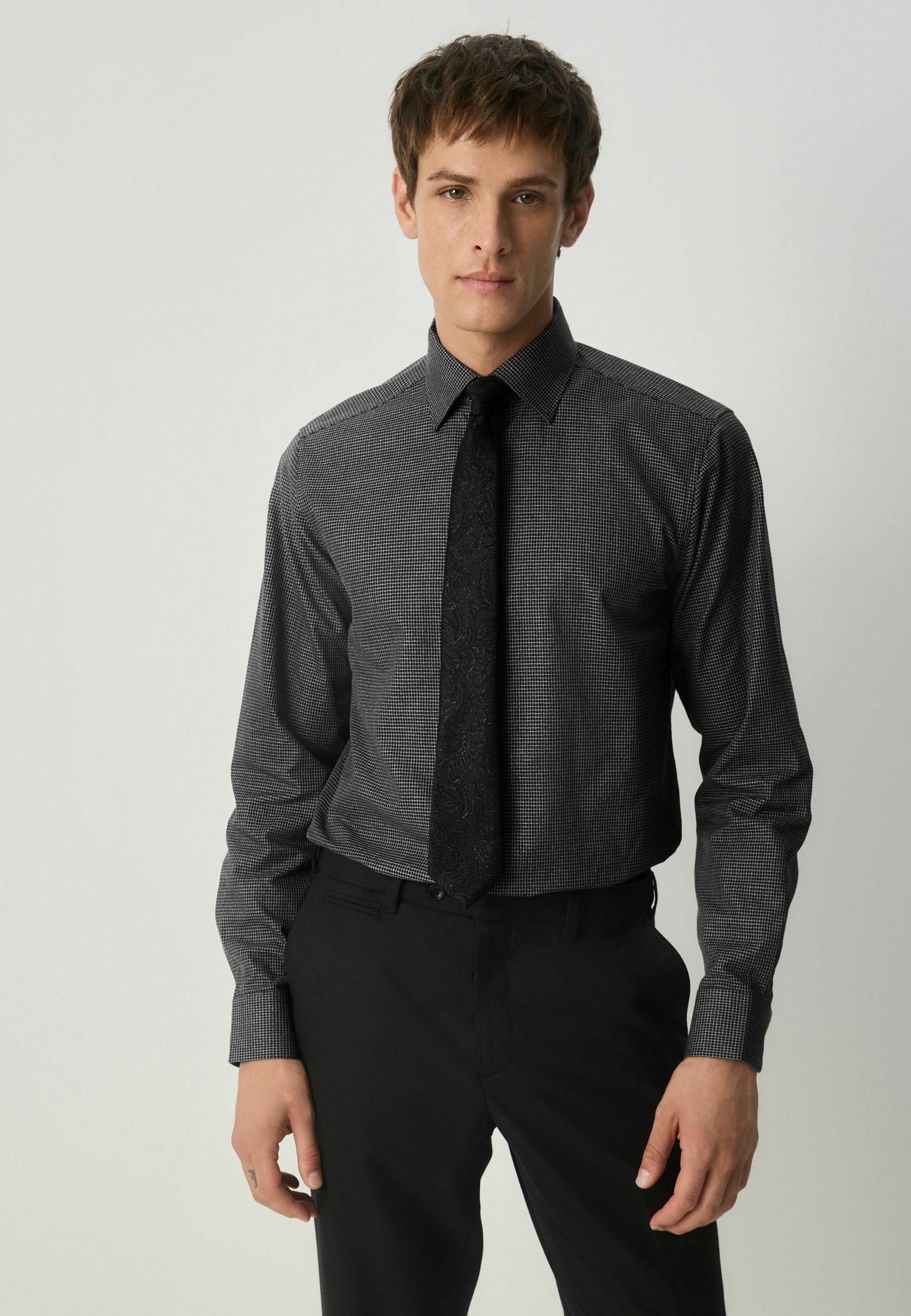 Next REGULAR FIT - TIE PARTY PACK SET - Shirt - grey texture black paisley/ grey - Zalando