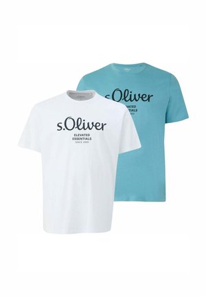 RUNDHALS KURZARM MODERN LOGO 2ER PACK - T-Shirt print - türkis/weiß