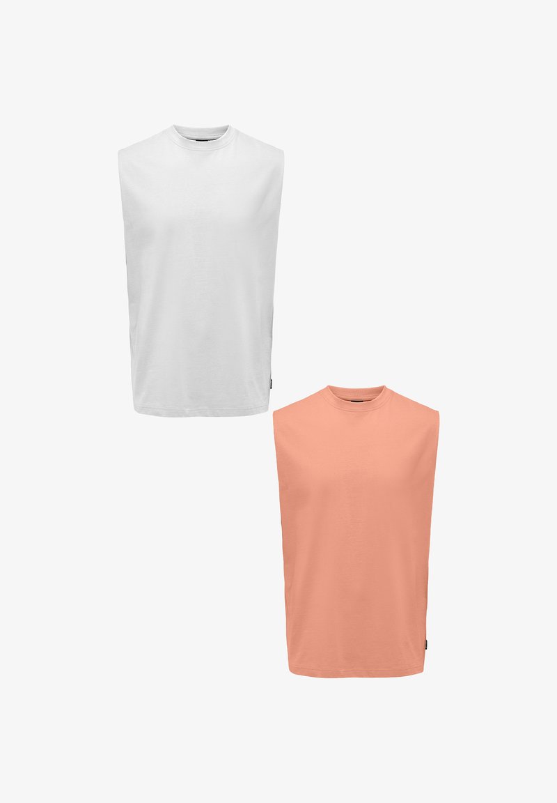 Only & Sons 2 PACK SET RUNDHALS - Top - weiß orange