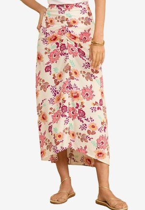 Love & Roses PRINTED RUCHED MIDI - REGULAR FIT - A-silueta svārki - ivory white floral