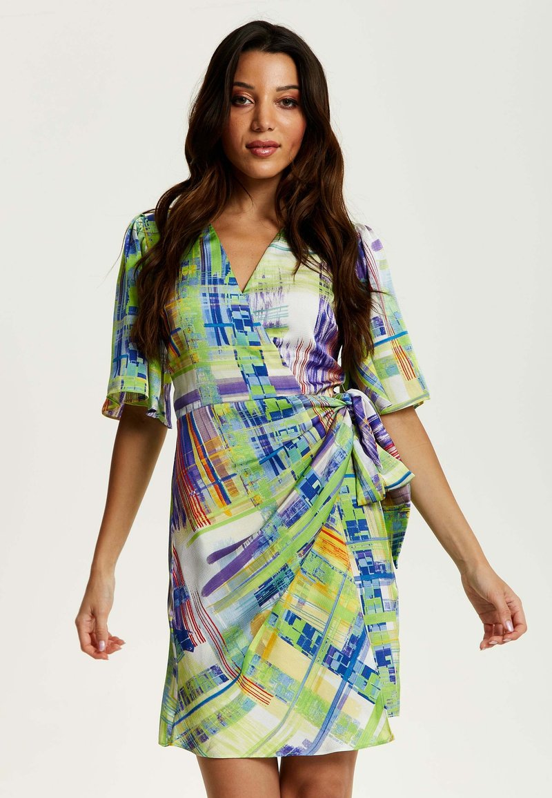 Liquorish ABSTRACT MIDI WITH SHORT SLEEVES - Day dress - green