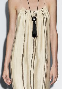 Massimo Dutti FLOWING STRIPE PRINT - Robe longue - mottled beige