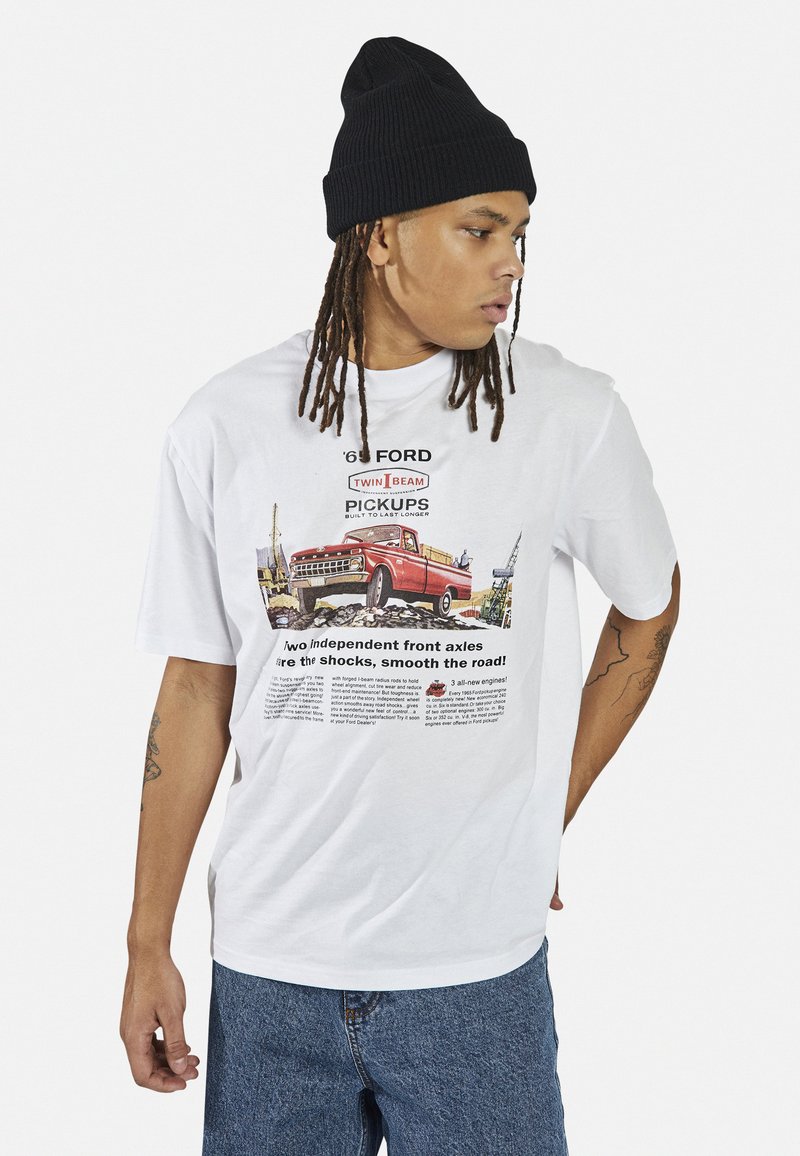 Redefined Rebel DRAKE TEE BOXY FIT UNISEX - T-Shirt print - white
