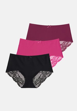 BRIEF WITH LACE 3 PACK - Σλιπ - berry/pink/black