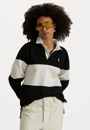COLOUR BLOCKED COTTON JERSEY RUGBY SHIRT - Topper langermet - black/deckwash white