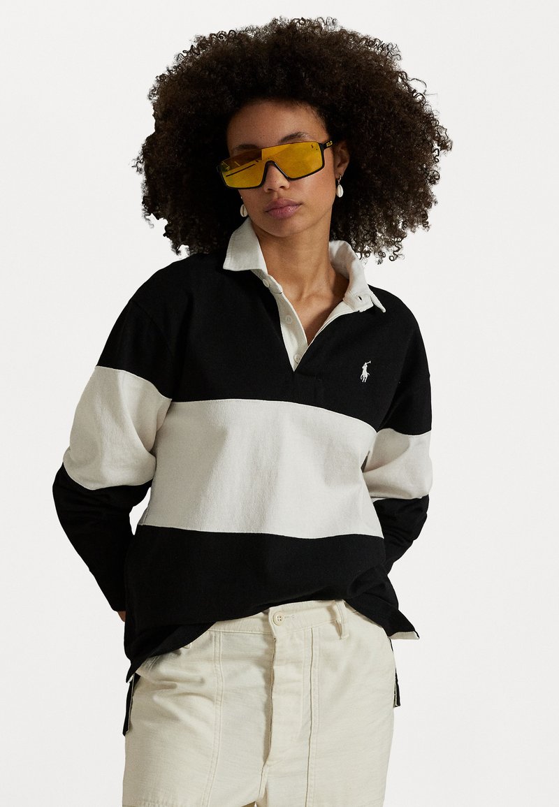 Polo Ralph Lauren - COLOUR BLOCKED COTTON JERSEY RUGBY SHIRT - Topper langermet - black/deckwash white, Forstørre