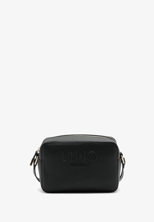 Sac à bandoulière rectangulaire noir Liu Jo Milano en similicuir texturé. Doté d'un logo embossé, de matériel doré et d'une fermeture éclair.