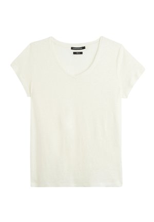 Monoprix COL V - T-shirt basique - ecru
