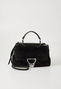 Mustast kunstkarusnahast käekott top-käepidemega, eemaldatava rihma ja hõbedaste detailidega. Esiküljel on klapiga kaanega kinnitussüsteem. Kompaktne disain.