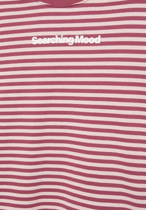 PULL&BEAR, STWD STRIPED WITH CONTRAST TEXT - LONG SLEEVE T-SHIRT - Long sleeved top - bordeaux
