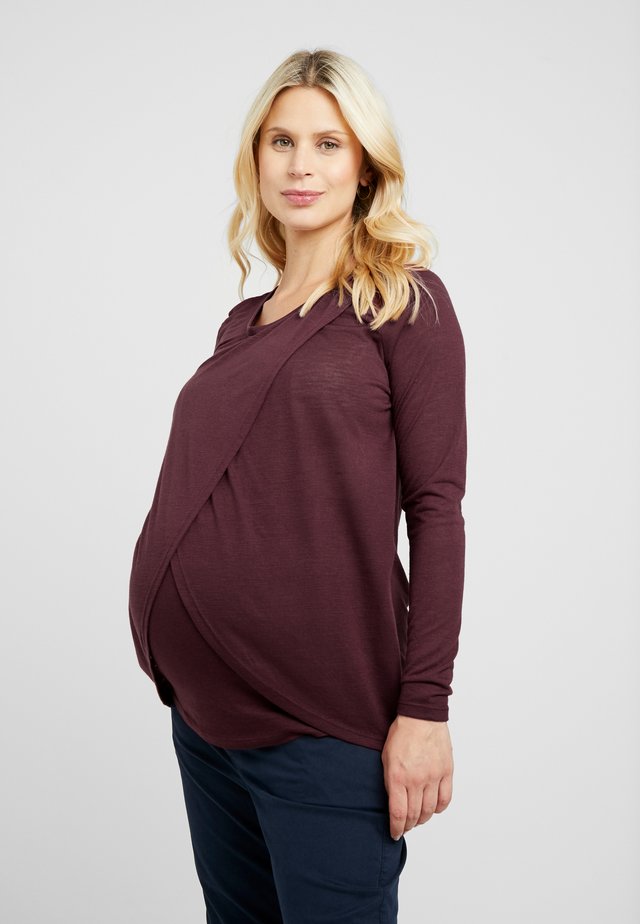 NURSING 2 PACK - Long sleeved top - dark green/dark burgundy