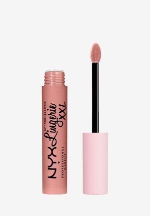NYX Lip Lingerie XXL dans un tube rose doux, avec un applicateur noir à embout effilé, parfait pour une application précise sur les lèvres.