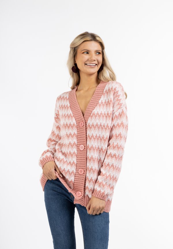 Strickjacke - rosa mehrfarbig