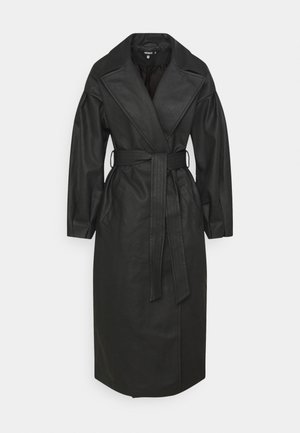 BELTED BALLOON SLEEVE - Trench - black