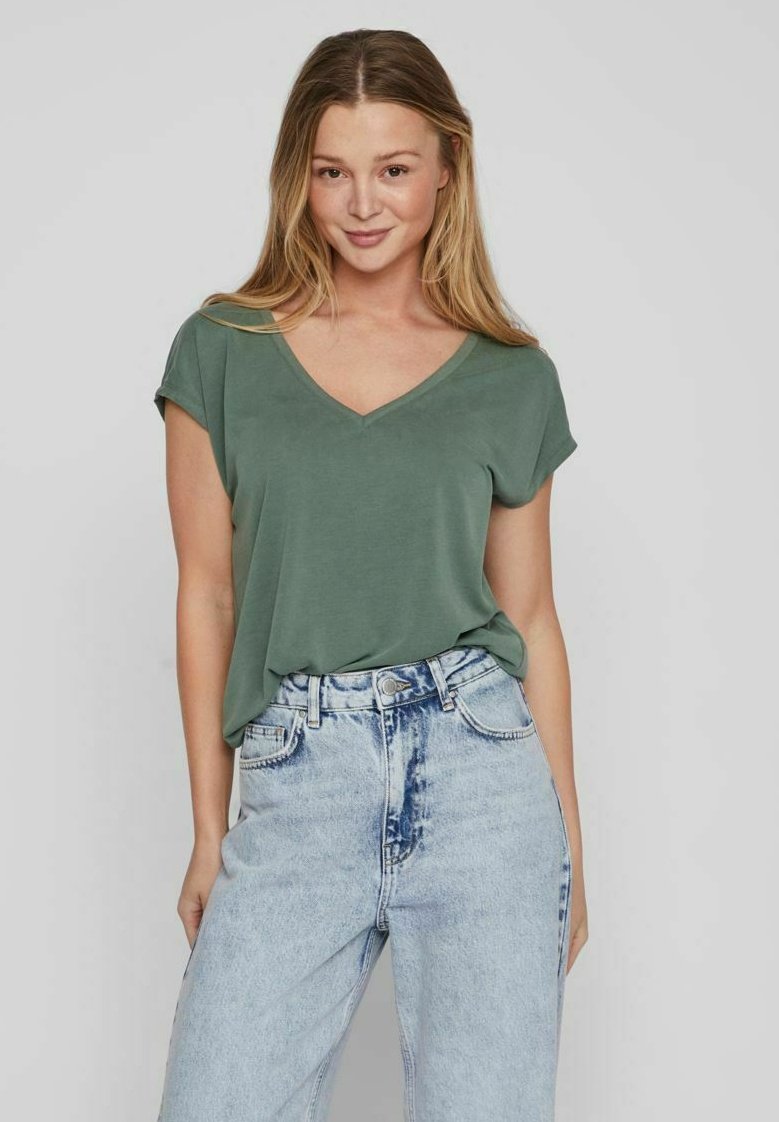 VILA VIMODALA V NECK - Camiseta básica - duck green