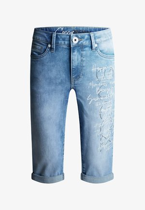 Soccx, SOCCX CAPRI JEANS RO:MY REGULAR FIT - Denim shorts - mid blue printed