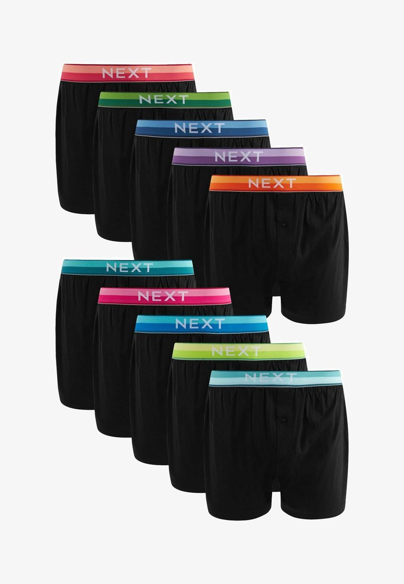 Next TEN PACK - Široke boksarice - black bright rainbow waistband