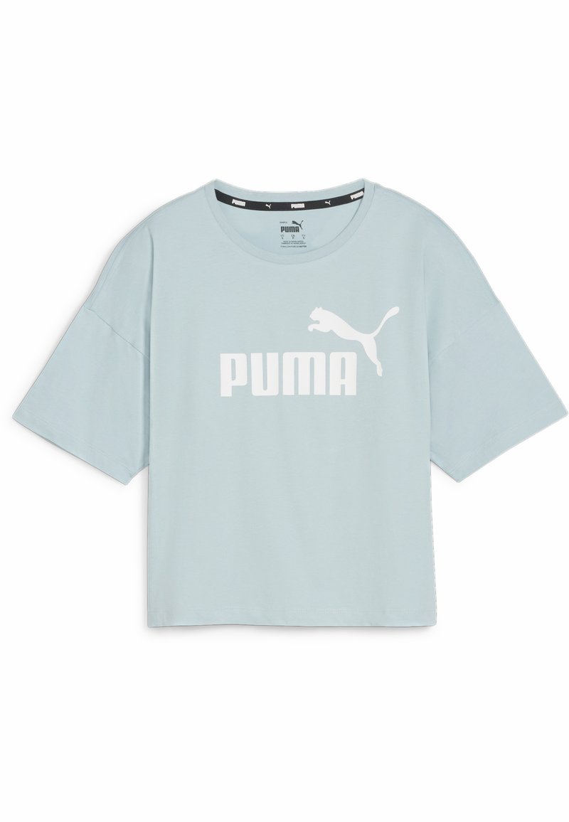 Puma CROPPED LOGO TEE - Apdrukāts T-krekls - turquoise surf