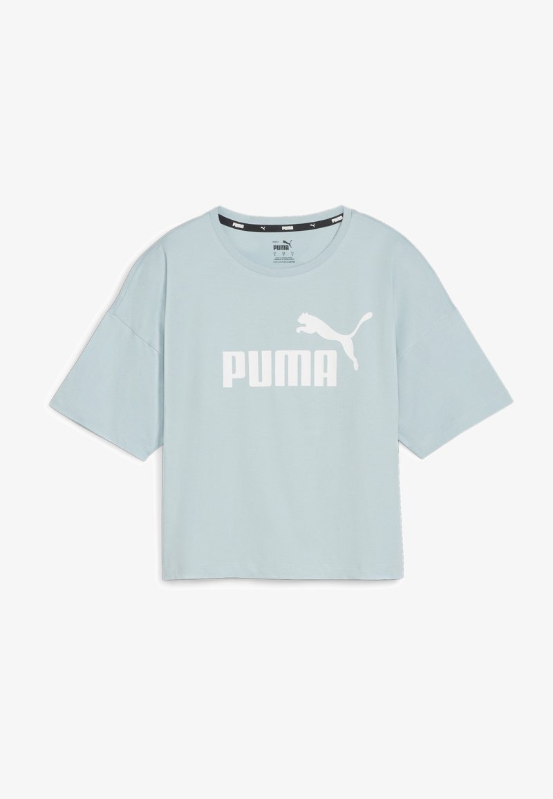 Puma CROPPED LOGO TEE - Apdrukāts T-krekls - turquoise surf