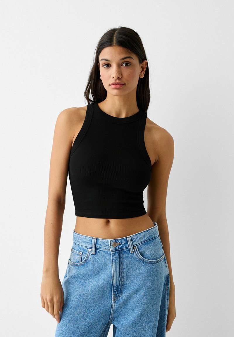 Bershka - SLEEVELESS  - Toppi - black, Suurenna