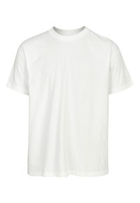 White short-sleeve T-shirt made of cotton, featuring a crew neckline, relaxed fit, and minimalistic design with no visible patterns or graphics.