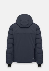 Námořnická bunda typu puffer s kapucí, s hladkým povrchem, elastickými manžetami a boční kapsou na zip. Minimalistický design s malým logem.