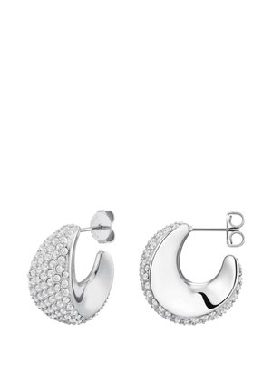 PAVE MOON HOOPS - Earrings - silver-coloured
