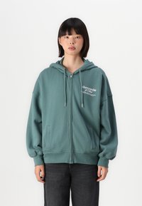 Abercrombie & Fitch Legging-Friendly Logo Full-Zip Hoodie - Φούτερ με φερμουάρ - silver pine