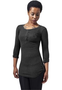 Urban Classics LADIES LONG RIB POCKET TURNUP TEE - Pikkade varrukatega topp - charcoal