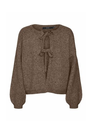 Vero Moda, VMBOW LS O-NECK TIE CARDIGAN GA - Gilet - chocolate chip