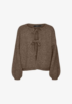 Vero Moda, VMBOW LS O-NECK TIE CARDIGAN GA - Vest - chocolate chip