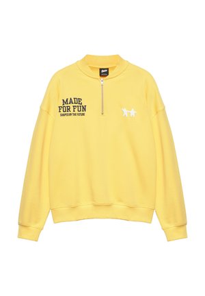 PULL&BEAR, QUARTER-ZIP WITH GRAPHIC - SWEATSHIRT - Sweatshirt - yellow