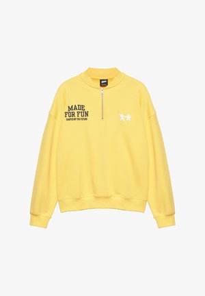 PULL&BEAR, QUARTER-ZIP WITH GRAPHIC - SWEATSHIRT - Sweatshirt - yellow