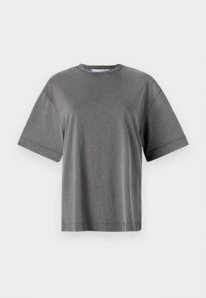 Gray short-sleeve t-shirt with a round neckline, featuring a relaxed fit and a smooth, soft texture. No visible patterns or accents.