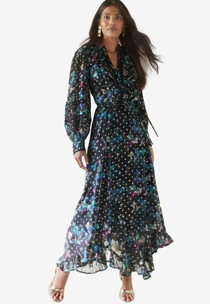 Love & Roses PRINTED TIE FRONT WITH LONG SLEEVES  - REGULAR FIT - Maksikleit - black