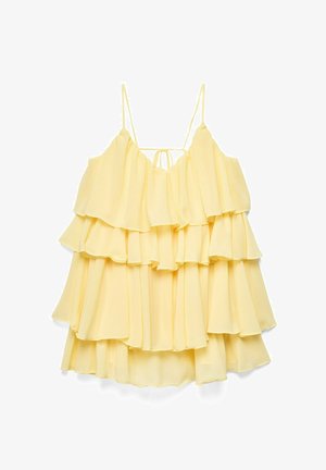 NA-KD, RUFFLE PLISSE STRAP MINI DRESS - Freizeitkleid - light yellow