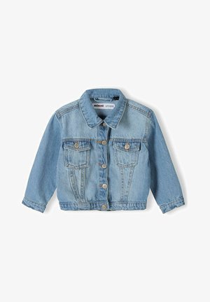 Šviesiai mėlynas džinsinis švarkas su apykakle, mygtukais priekyje ir dviem krūtinės kišenėmis. Yra siuvinėjimo akcentai ir ilgomis rankovėmis.