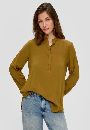 QS MIT GERAFFTEN DETAILS - Bluse - guacamole