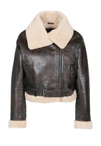 Freaky Nation SHORT PERFECT WAY - Kožená bunda - brown umber