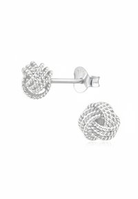 Boucles d'oreilles en argent en forme de nœud avec un design en corde torsadée. Marquées "925" indiquant de l'argent sterling. Comprend un fermoir métallique sécurisé.