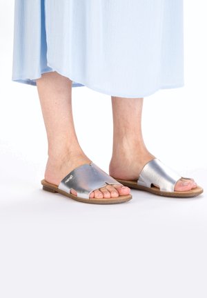 Pantolette flach - silber/platin