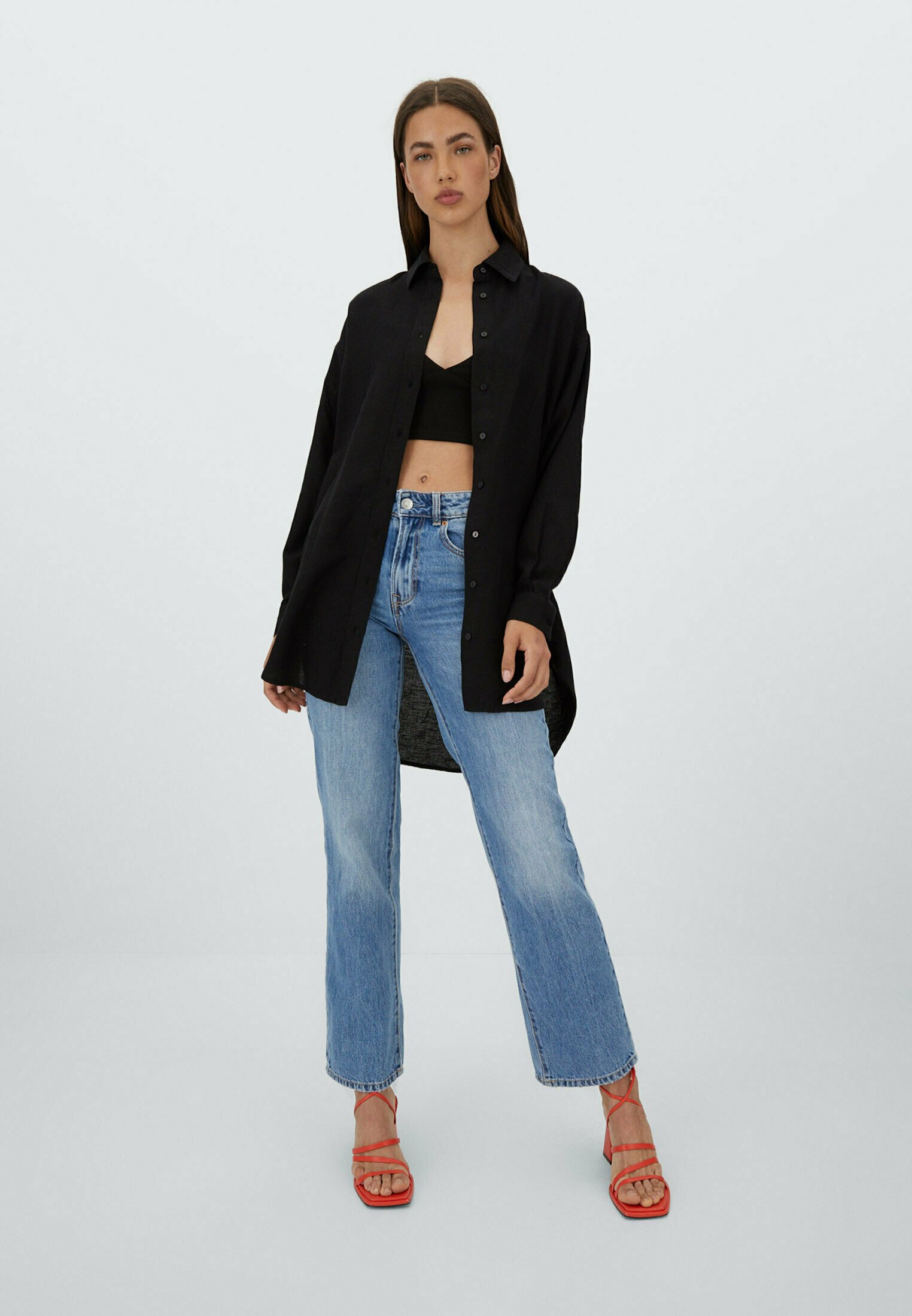 Stradivarius RUSTIKALES - Camicia - black/nero - Zalando