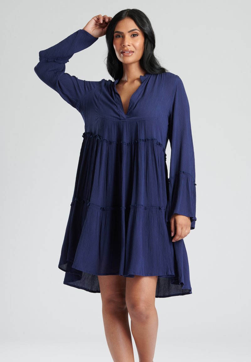 South Beach TIERED DRESS - Jurk - navy