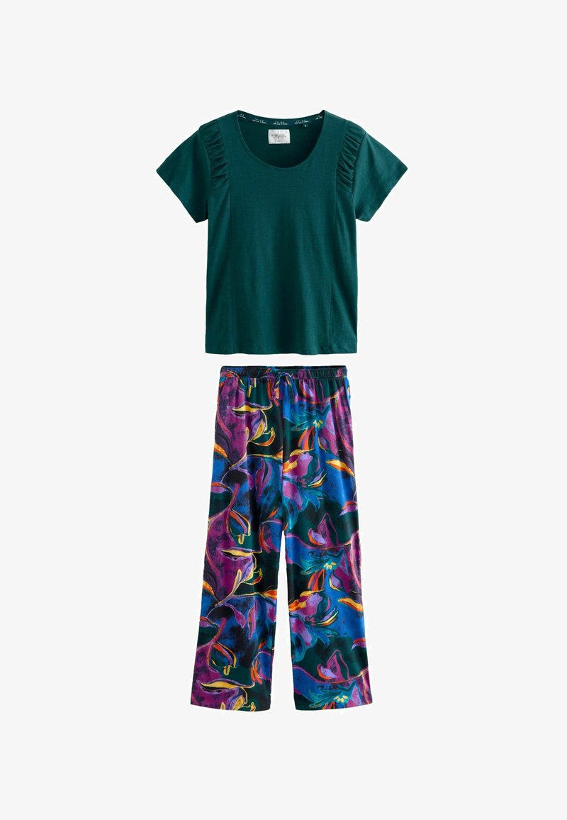 Next RUCHED - REGULAR FIT SET - Pizsama szett - green floral