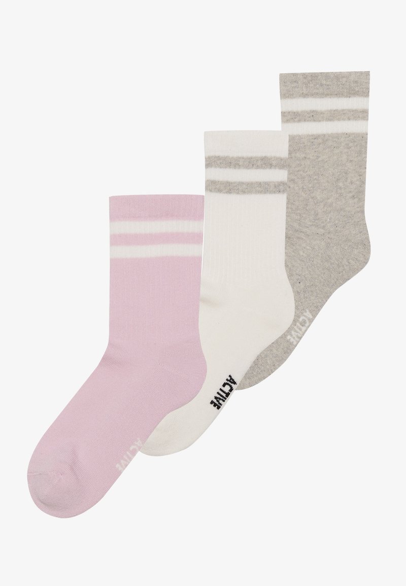 Even&Odd active - 3 PACK - Träningssockor - light pink/mottled light grey/white, Förstora