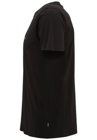 Sort kortærmet t-shirt lavet af bomuld med lige pasform, med et lille mærke på siden og et minimalistisk design.