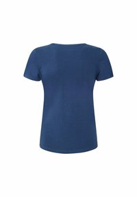 Laivastonsininen, pyöreällä pääntiellä varustettu lyhythihainen t-paita, valmistettu pehmeästä puuvillakankaasta. Yksinkertainen muotoilu ilman näkyviä kuvioita tai korostuksia.