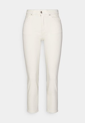 Vita denimjeans med rak passform, femficksdesign och knappstängning fram. Har minimal sömnad och en slät textur.