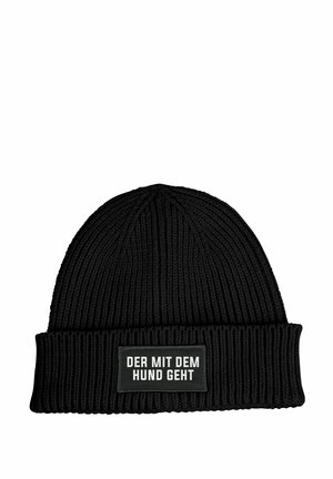 PATCH SPRUCH DER MIT DEM HUND GEHT LUSTIG MOONWORKS - Beanie - schwarz