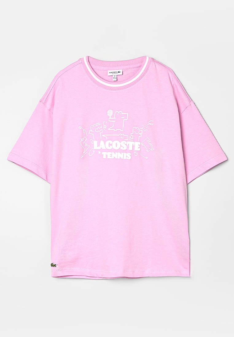Lacoste T-shirt print donkerroze